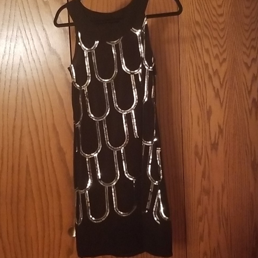 Stunning black dress with silver sequences